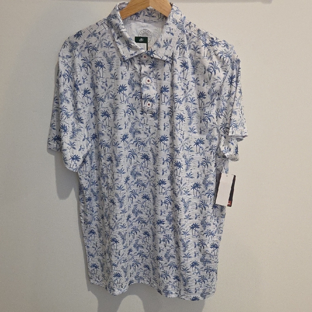 Tropical Blue and White Men's Polo Shirt